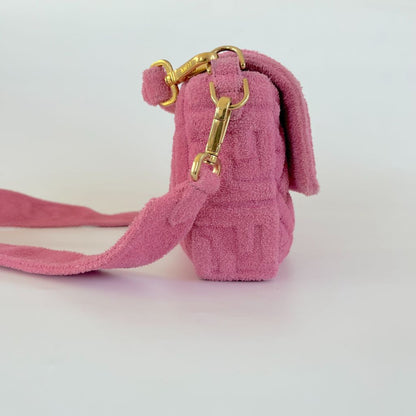 Fendi pink terry cloth medium baguette bag