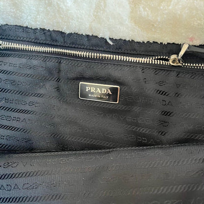 Prada logo-print terry-cloth tote bag