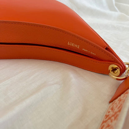 Loewe Luna small canvas-jacquard trimmed leather shoulder bag