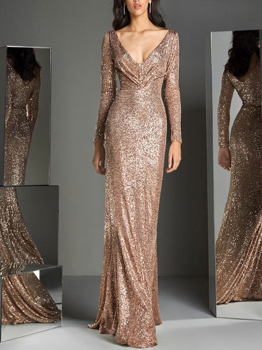 Sequined Elegant Wedding Dance Evening Dress