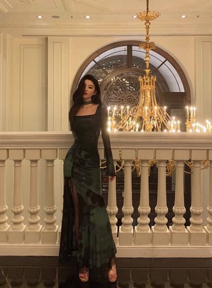 Sexy Sheath Long Sleeves Green 21st Birthday Dress Party Gown Birthday Outfits Birthday Dress Ideas For Women DP1899