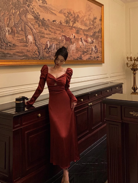 Sexy A line Long Sleeves Red 21st Birthday Dress Party Gown Birthday Outfits Birthday Dress Ideas For Women DP1894