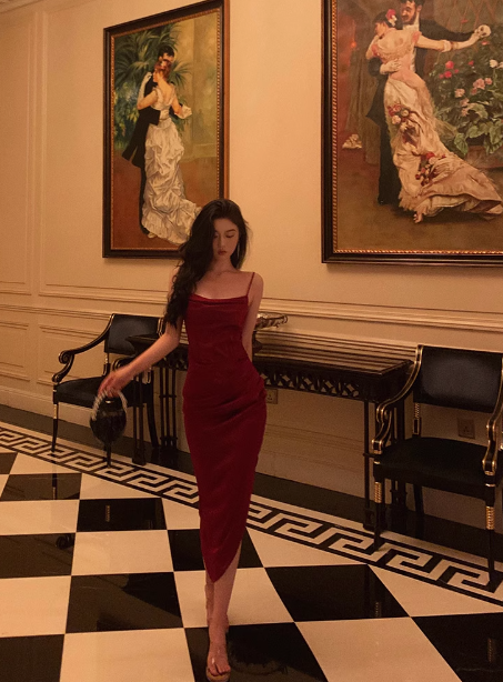 Sexy Sheath Red Spaghetti Straps Satin 21st Birthday Dress Party Gown Birthday Outfits Birthday Dress Ideas For Women DP1890