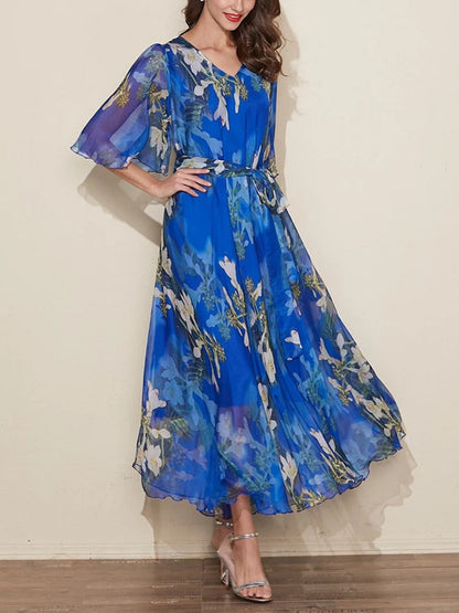 Chiffon Temperament Printed Holiday Women's Dress