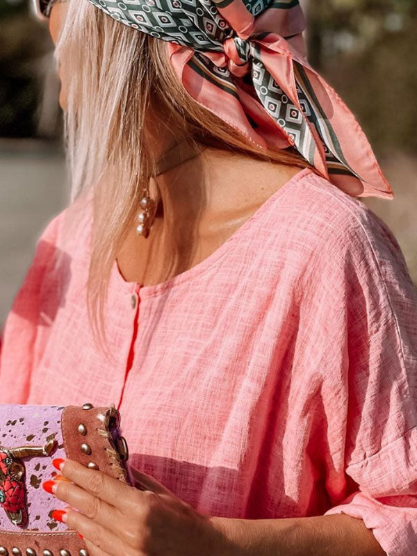 Solid Color Comfortable Cotton Linen Shirt Women's Suit