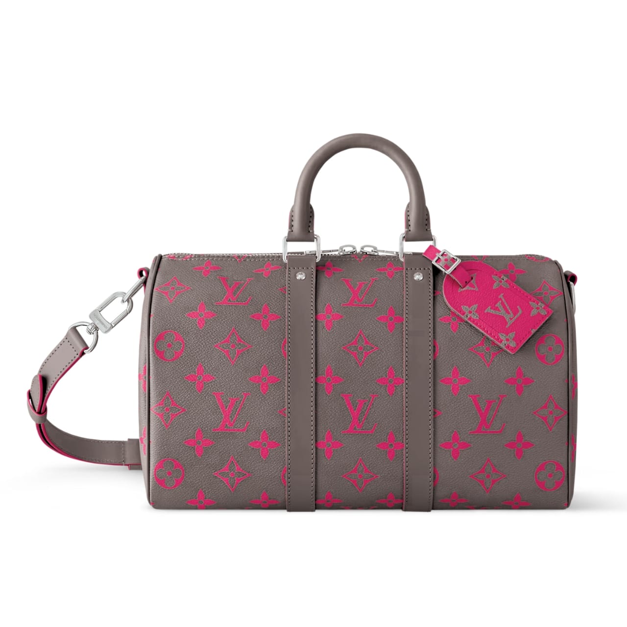 LOUIS VUITTON KEEPALL BANDOULIÈRE 35 GRAY AND PINK 34CM M15023
