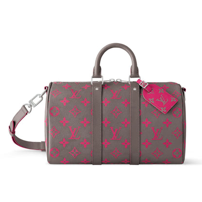 LOUIS VUITTON KEEPALL BANDOULIÈRE 35 GRAY AND PINK 34CM M15023