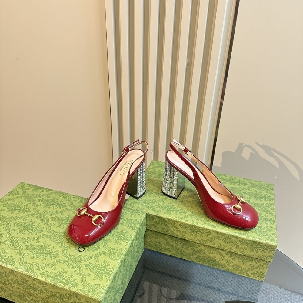GUCCI WOMEN’S HORSEBIT PUMP WITH CRYSTALS RED