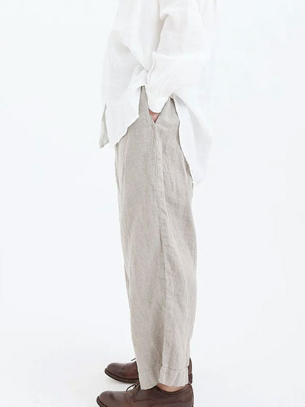 Elastic Waist Cotton and Linen Women's Pants