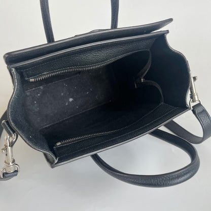 Celine textured black leather nano luggage bag with strap