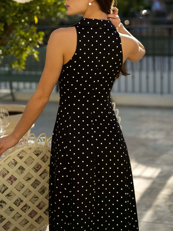 Polka Dot Sleeveless Elegant Dress