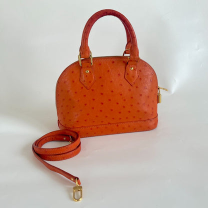 Louis Vuitton Orange Alma BB orange ostrich leather bag