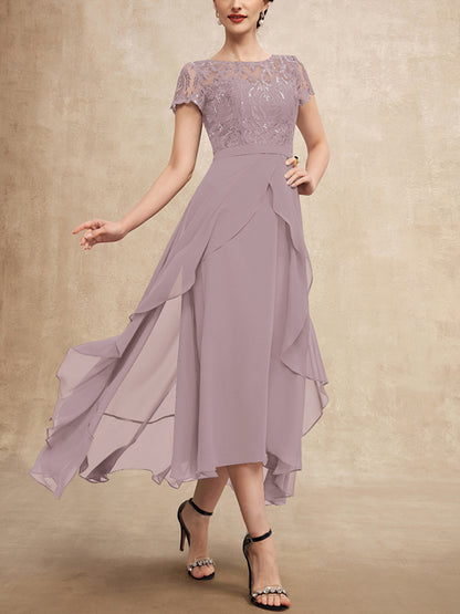 Elegant Lace Chiffon Maxi Dress