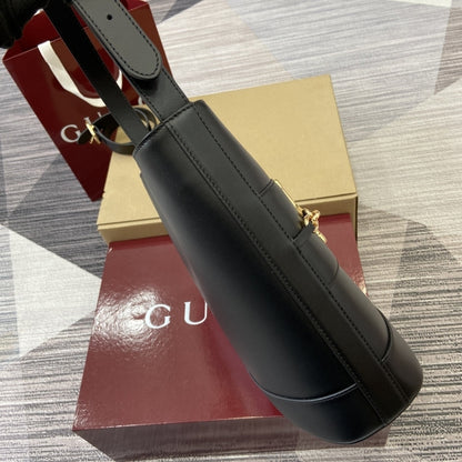 GUCCI 73 SMALL BUCKET BAG BLACK SMOOTH LEATHER 20CM 833660 AAEC2 1000