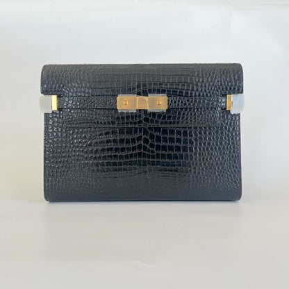 Saint Laurent Manhattan crocodile-effect leather shoulder bag