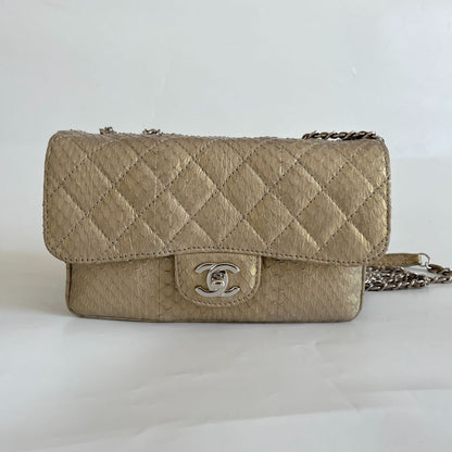 Chanel Mini Rectangle Gold Python Crossbody Bag