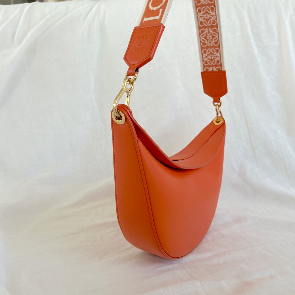 Loewe Luna small canvas-jacquard trimmed leather shoulder bag