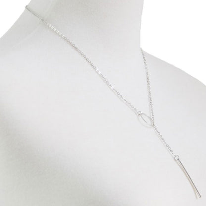 Simple chain metal ring necklace with short length