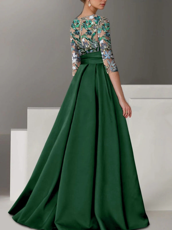 Shirt Collar Ribbon Bow Slit Embroidery Women's Dress