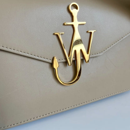 JW Anderson Logo Beige Leather Shoulder Bag