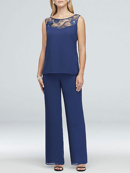 Chiffon And Lace Elegant Ladies Three-piece Suits