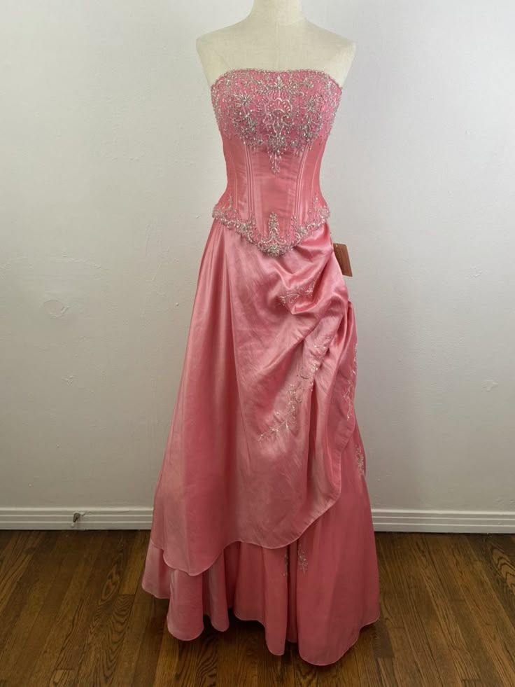 Pink Gorgeous Sparkling Exquisite Delicate Beading Long Satin Ball Gown Evening Dress Party Dress Prom Dress gh3584