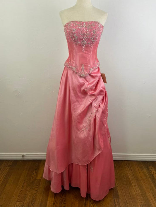 Pink Gorgeous Sparkling Exquisite Delicate Beading Long Satin Ball Gown Evening Dress Party Dress Prom Dress gh3584
