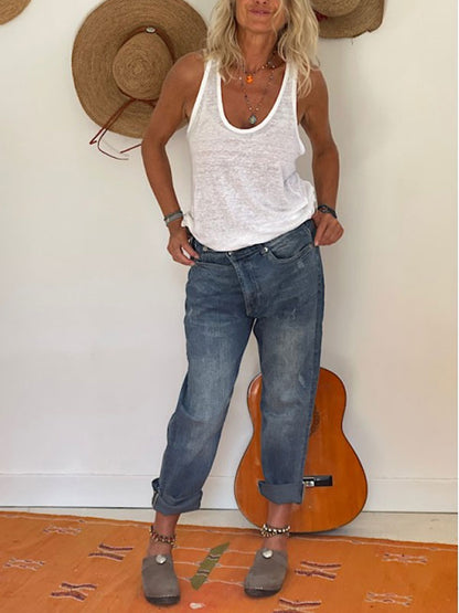 Vintage Distressed Loose Casual Ladies Jeans