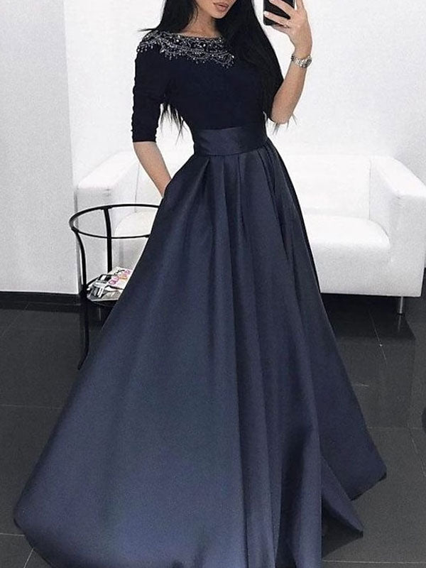 Guest Satin Pleated Lace Women's Gown