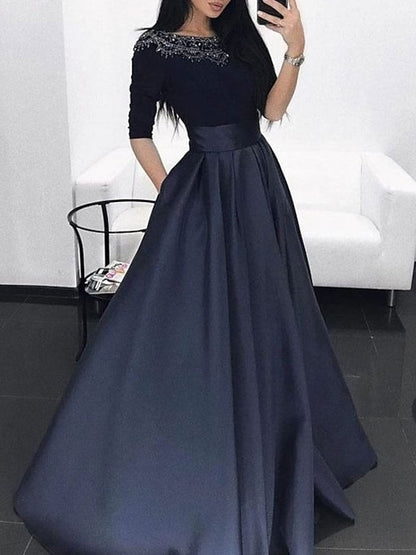 Guest Satin Pleated Lace Women's Gown