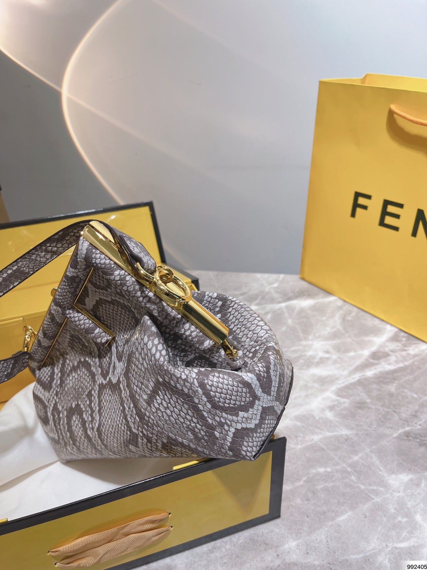 Fendi First Small Natural Python