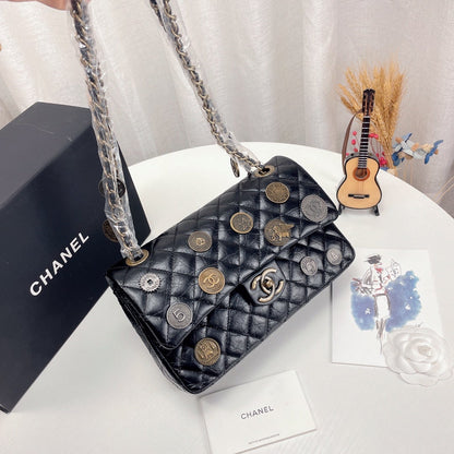 Chanel Coin Medallion Flap Bag Quilted Aged Calfskin Medium