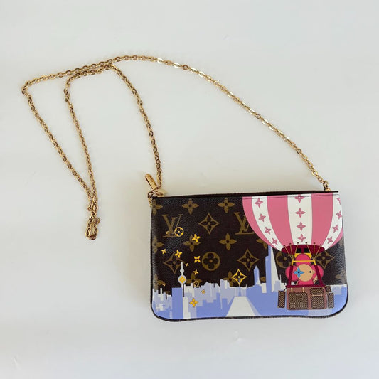 Louis Vuitton Christmas Animation Double Zip Pochette Bag