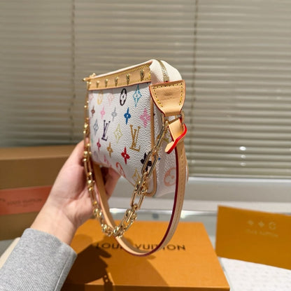 LOUIS VUITTON X TAKASHI MURAKAMI POCHETTE ACCESSORIES MULTICOLORE BLANC 21CM M13404