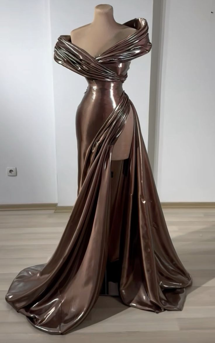 Brown Fashion Simple Long Sexy Slit Prom Dress gh4961