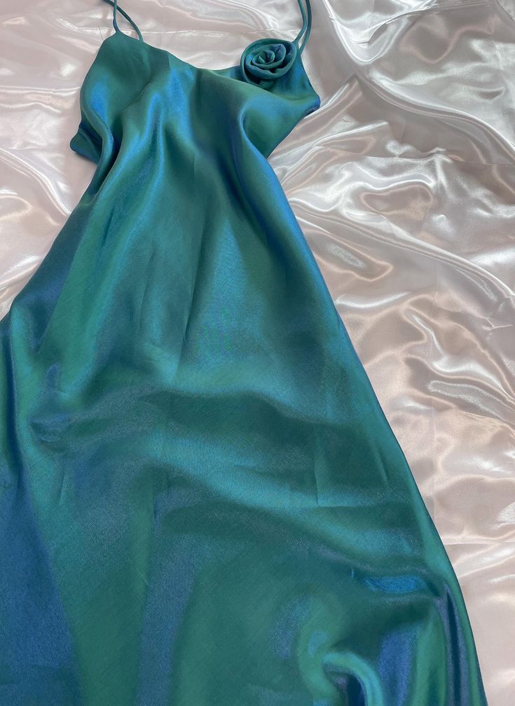 Green gradient fashion simple long elegant satin ball gown evening dress party dress gh3224