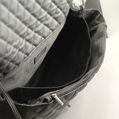 CHANEL XXL AIRLINE CLASSIC TRAVEL FLAP BAG CAVIAR LEATHER BLACK SILVER HARDWARE 46CM