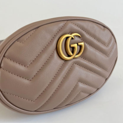 Gucci beige Matelassé Leather GG Marmont Belt Bag