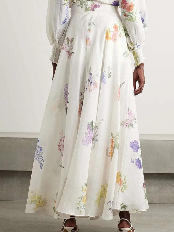 Floral-print Linen and Silk-blend Maxi Dress