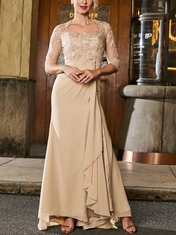 Solid Color Lace Chiffon Maxi Dress