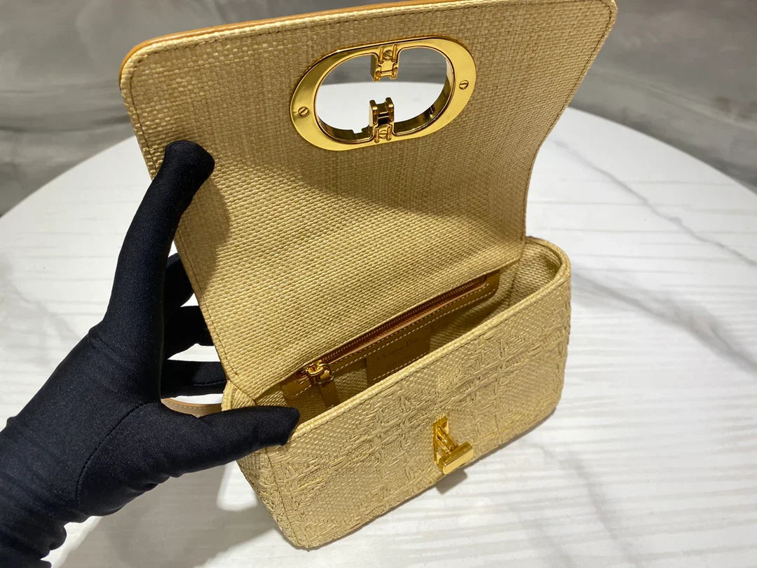 Dior Small Dior Caro Bag Natural Macrocannage Raffia 20x12x7 cm