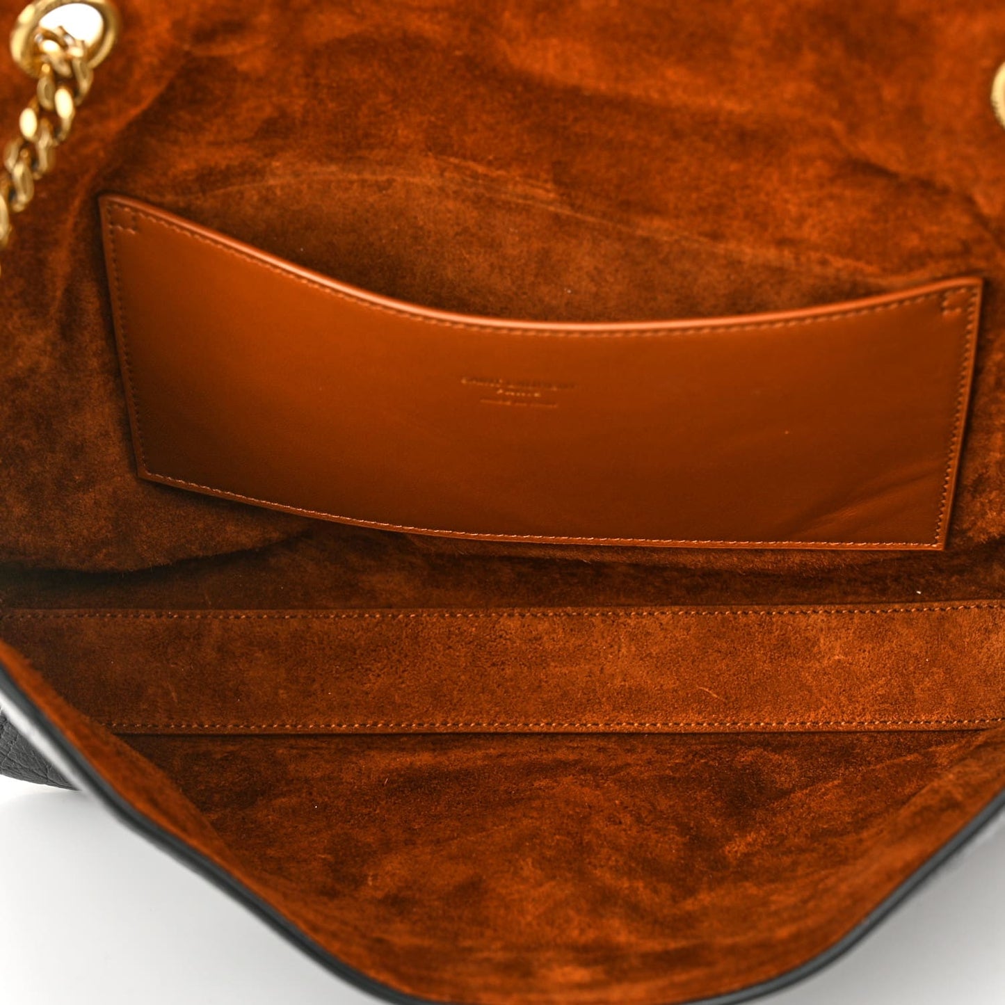 Saint Laurent  Calfskin Crocodile Embossed Suede Medium Reversible Monogram Kate Satchel Military Taupe