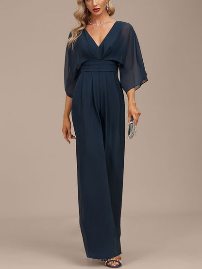V-Neck Floor-Length Women's Jumpsuit/Pantsuit