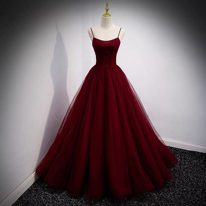 Elegant Ball Gown Spaghetti Straps Burgundy Long Prom Dresses Party Dress Summer 20th Birthday Outfits 18th Birthday Dresses For Teens DH128