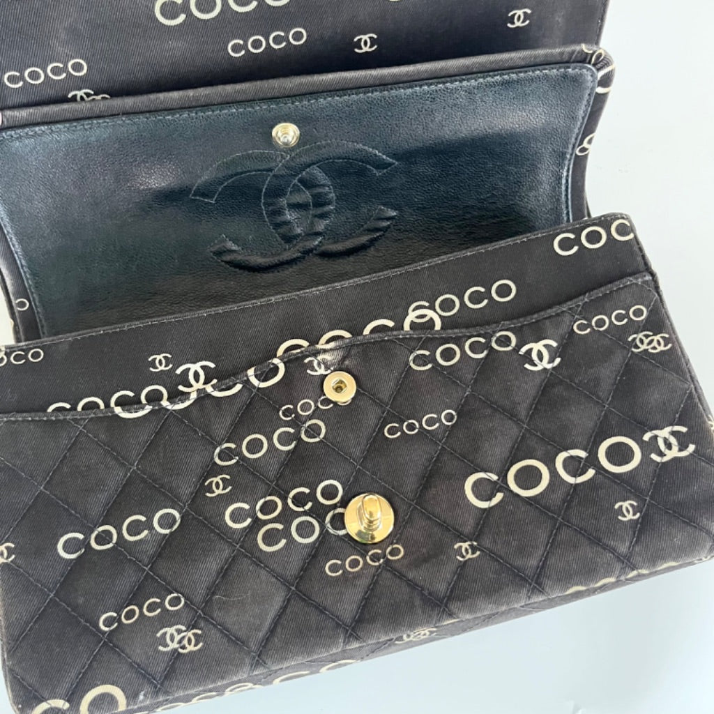 Chanel Coco Classic Double Flap Bag Quilted Canvas Medium