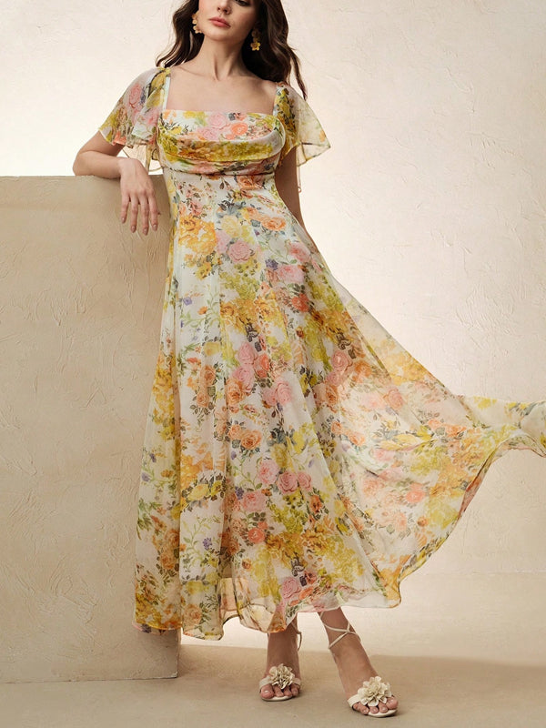 Elegant Floral Resort Dress