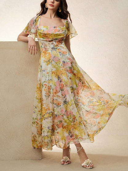 Elegant Floral Resort Dress
