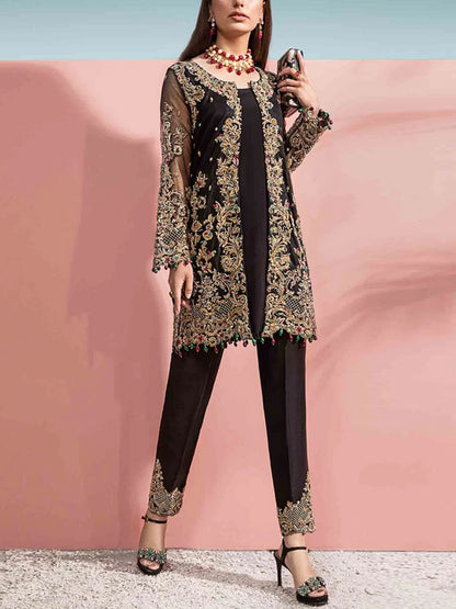 Mesh suspenders temperament simple ladies three-piece suit