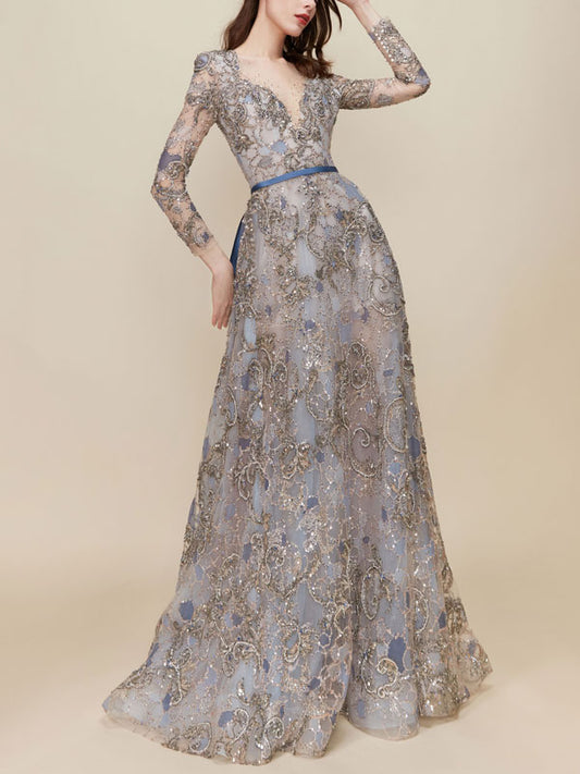 Backless Bow Sequins Women's Gowns