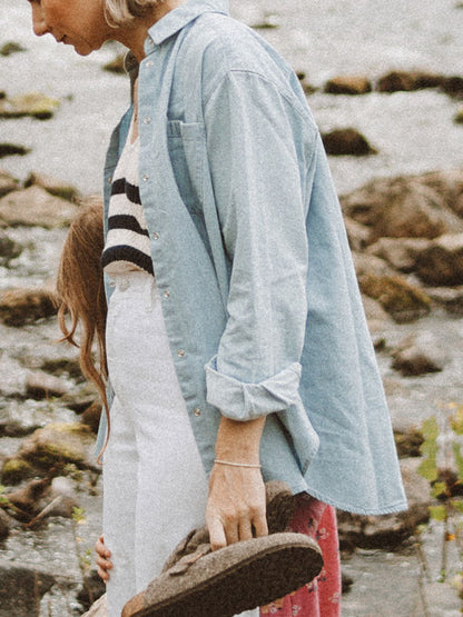 Solid Color Simple Cotton and Linen Women's Shirt